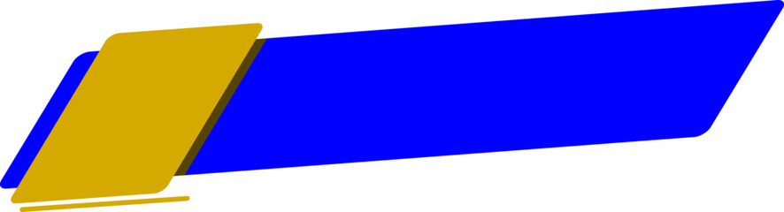 diagonal blue banner with gold slanted rectangle overlay