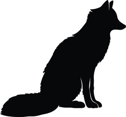 fox silhouette, sitting pose, minimalist style