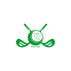 Golf sport, ball and stick crossed 