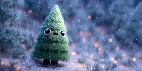 Charming Christmas Tree Winter Wonderland Scene