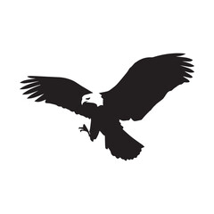Silhouette of Flying Eagle with Wings Spread