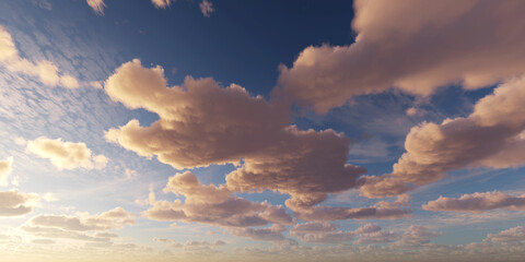 Striking Sunset Sky with Soft Pink and Orange Clouds, Creating a Dreamy and Serene Atmospheric...