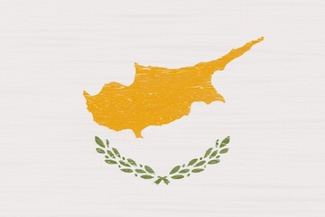 Flag of Cyprus depicted on rough weathered wood. Flat view