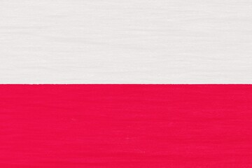 Wooden texture painted in colors of flag of Poland. Flat view