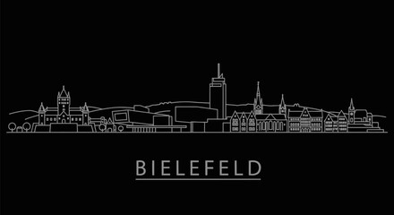 Fototapeta premium Bielefeld Skyline Outline with Minimalist Black.