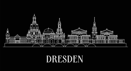 Naklejka premium Dresden Germany City Skyline Minimalist Outline