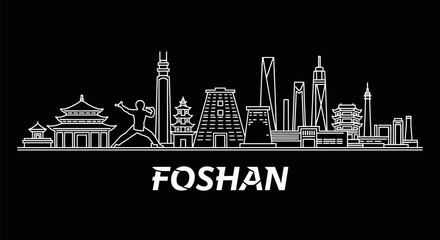 Fototapeta premium Foshan Skyline Silhouette with China, Cityscape, and Vector.