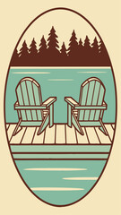 Relaxing lakeside scene featuring two adirondack chairs on a wooden dock for summer relaxation