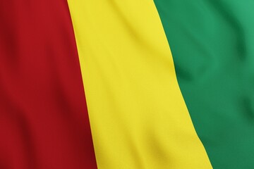 Fabric painted in colors of flag of Guinea. Close up shot