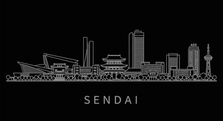 Fototapeta premium Sendai Skyline Japan City Silhouette.