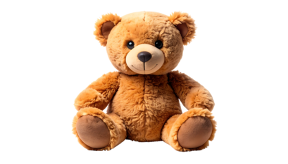 Front view of a friendly brown teddy bear, perfect for designs requiring a cozy, gentle touch.