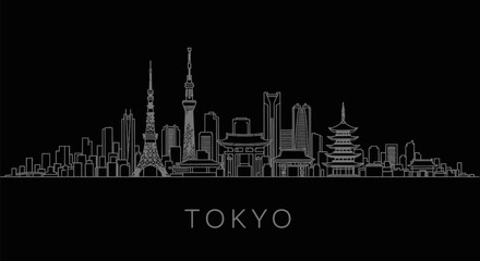 Fototapeta premium Tokyo skyline with Japan Minimalist style.