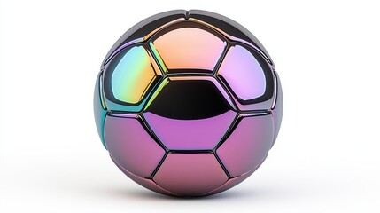 Iridescent Purple and Pink Soccer Ball on White Background