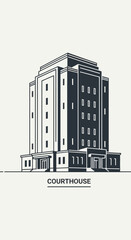 Minimalist Courthouse Building Vector Illustration
