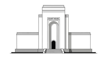 Minimalist Courthouse Illustration – Government and Legal Institution Architecture