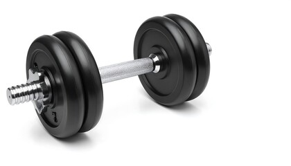 Black dumbbell isolated on white background.