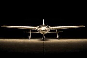 Light Beige Single Engine Airplane on Dark Runway