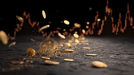 Digital Currency Crash Falling Coins & Crumbling Market