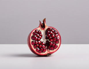 A red pomegranate cracked open showing the seeds inside, isolated on clean background, sharp detail