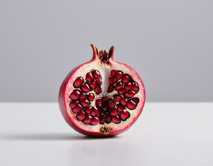 A red pomegranate cracked open showing the seeds inside, isolated on clean background, sharp detail