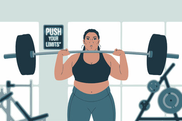 Naklejka premium Confident Woman Weightlifting in Gym for Strength and Empowerment