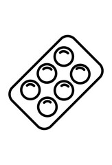 Tablet strip icon: Pills in a blister pack.
 Medical blister pack with round capsules
