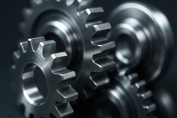 Polished Metal Gears in Precise Mechanical Alignment