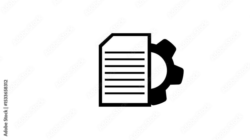 Poster symbolic representation of document processing and technical settings in a clean modern style. techn