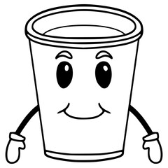 plastic cup character illustration hand drawn outline vector