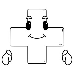 plus math character illustration hand drawn outline vector