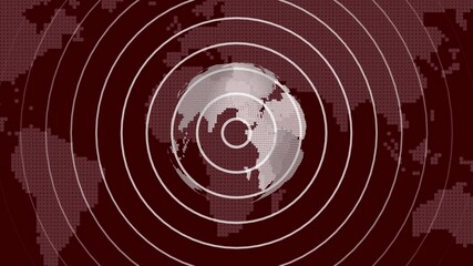 Earth globe with concentric circles representing data transfer and global reach.Waves represent signal transmission, connectivity, and digital interaction worldwide. - Powered by Adobe