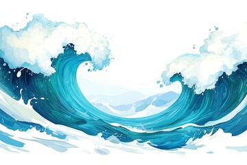 Powerful ocean waves cresting,  foam and froth