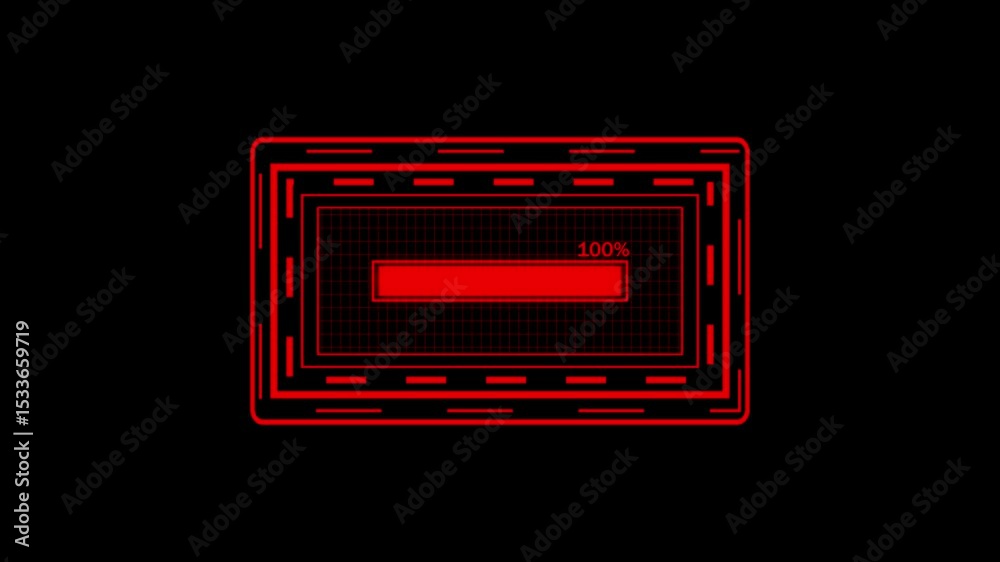 Fototapete red technology interface with a progress bar illustrating digital data processing. loading bar with 