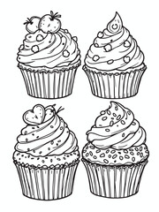 assortment of colorful cupcakes .eps