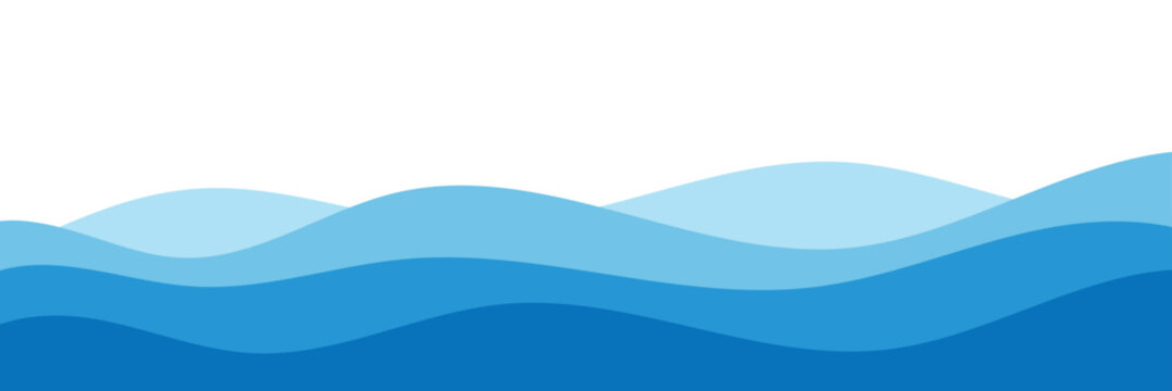 Fototapeta Water waves blue flow background vector image simple graphic illustration, abstract fluid wavy river pattern shape backdrop, ocean sea cartoon fun cute zigzag curve motion element, smoke decor .EPS 10