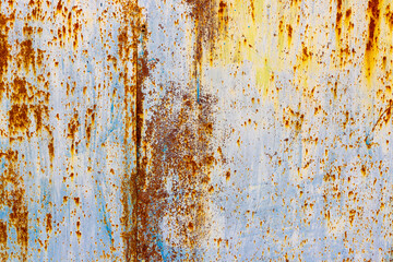 Faded painted metal with rust spots texture