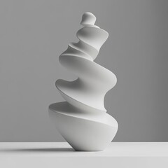 Abstract sculpted form, off-white, spiraling upward