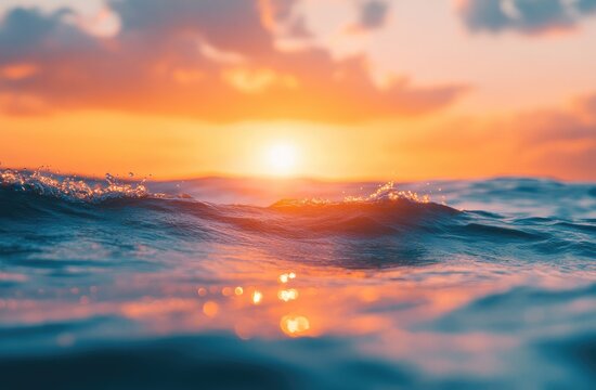 Golden sunset over a restless sea