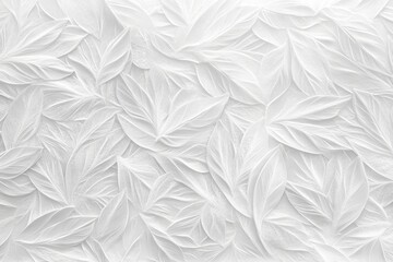 Abstract white relief leaf pattern