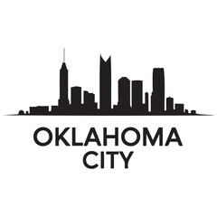 Fototapeta premium Vector Oklahoma City skyline. Travel Oklahoma City famous landmarks. Business and tourism concept for presentation, banner, web site. Vector black silhouette. with white background