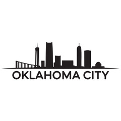 Fototapeta premium Vector Oklahoma City skyline. Travel Oklahoma City famous landmarks. Business and tourism concept for presentation, banner, web site. Vector black silhouette. with white background