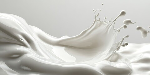 Smooth, white liquid in motion with a dynamic splash