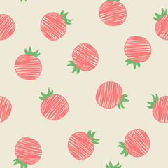 Seamless vector pattern of tomatoes. Design for fabric, gift wrapping paper, clothes, textile, surface textures, scrapbook.