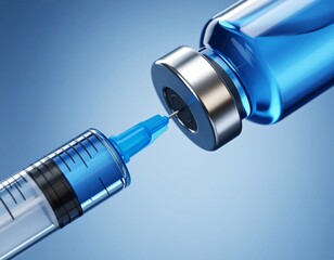 Obraz premium Close-up medical syringe with a vaccine.