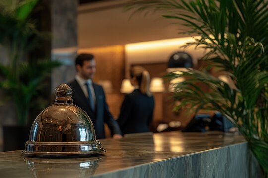 Hotel lobby with reception desk