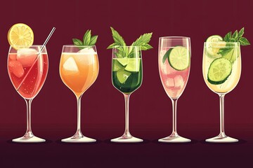 Colorful refreshing drinks