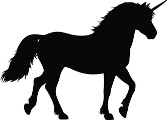 unicorn silhouette, fantasy animal design, magic horse, vector illustration