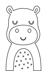 Cute Hippo Coloring Page Outline