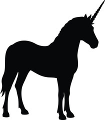 unicorn silhouette, fantasy animal design, magic horse, vector illustration