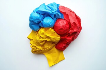 Crumpled paper brain profile